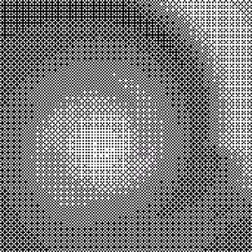 ONE BIT: A spiral in black and white dots, like a 1-bit screen